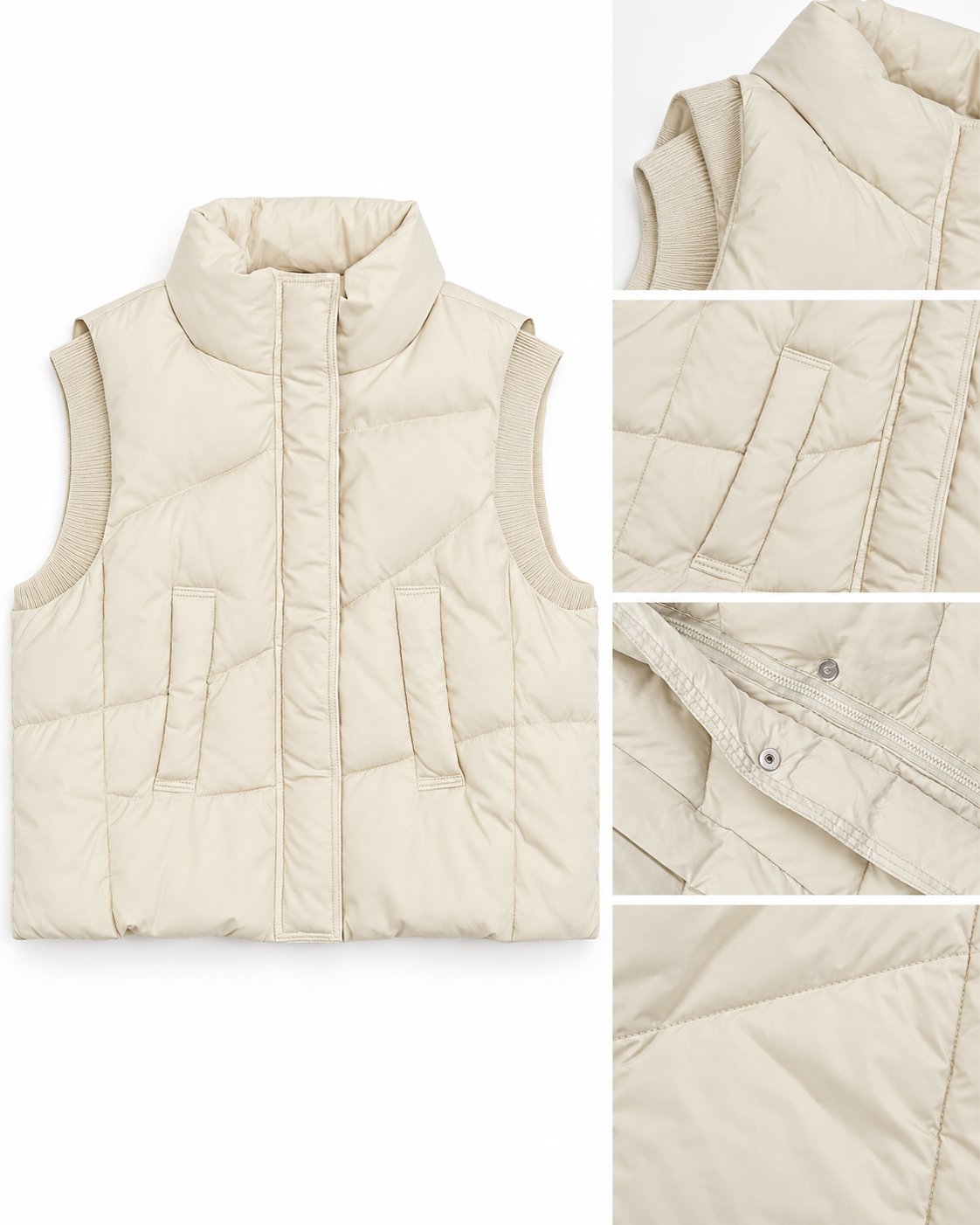 Īsā dūnu veste ar augsto apkakli
