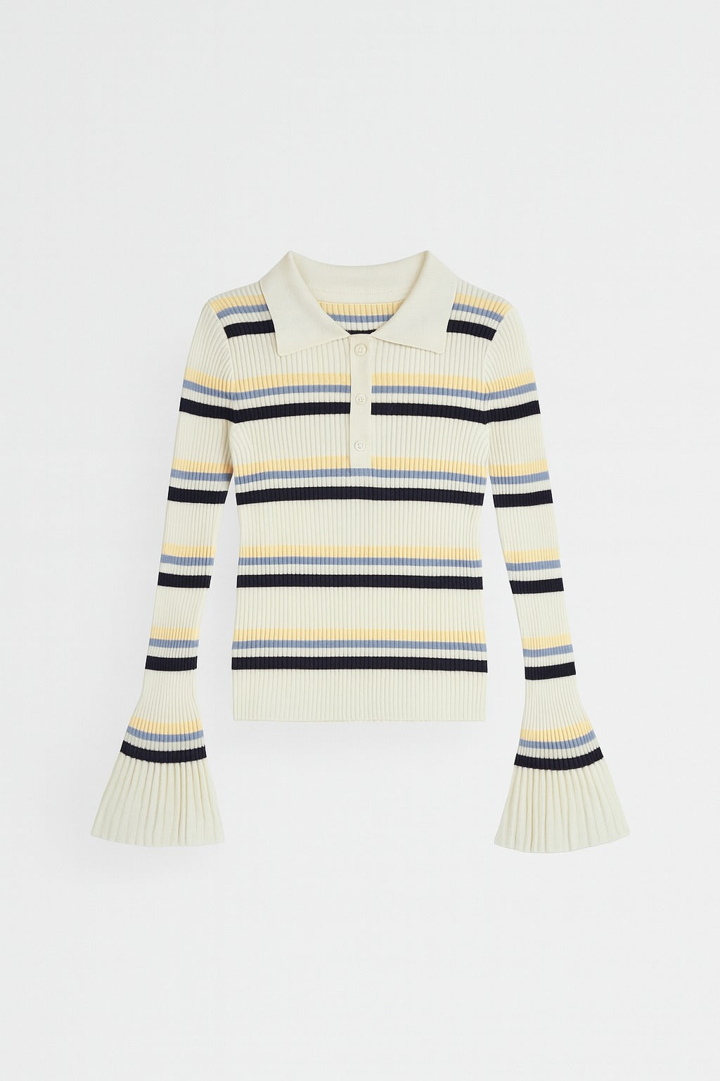 Adījuma polo tops ar platām piedurknēm