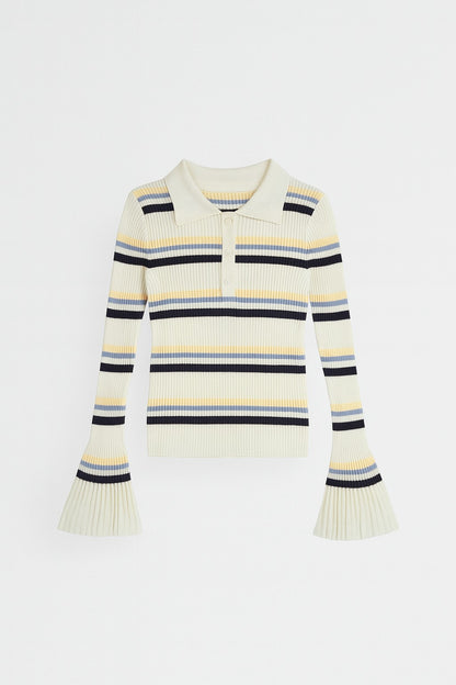 Adījuma polo tops ar platām piedurknēm