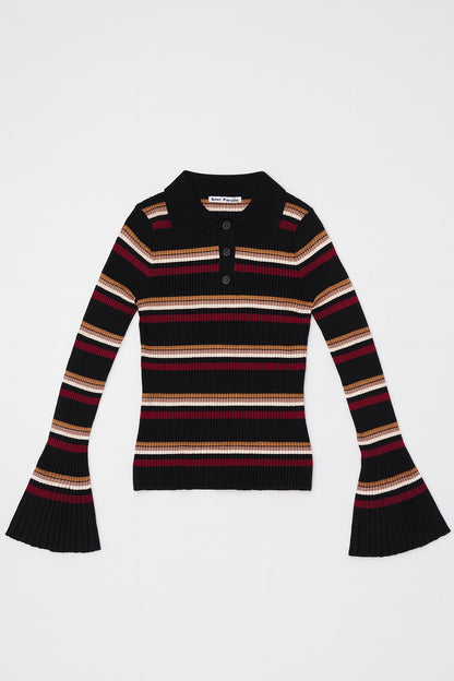 Adījuma polo tops ar platām piedurknēm