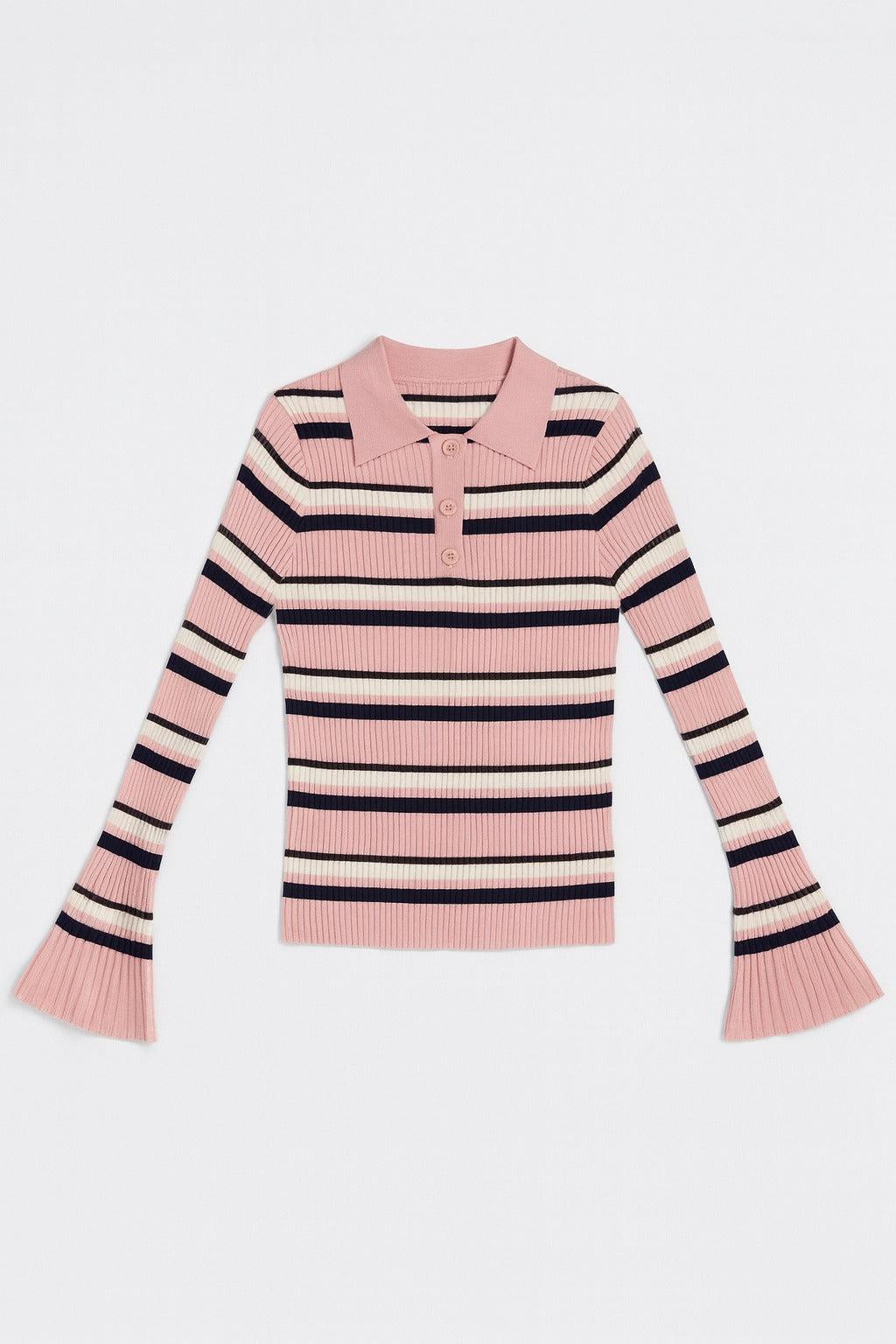 Adījuma polo tops ar platām piedurknēm