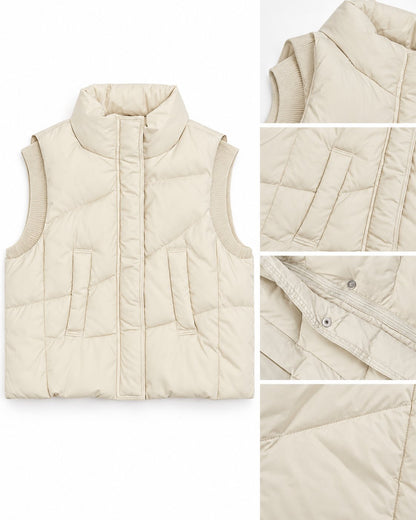 Īsā dūnu veste ar augsto apkakli